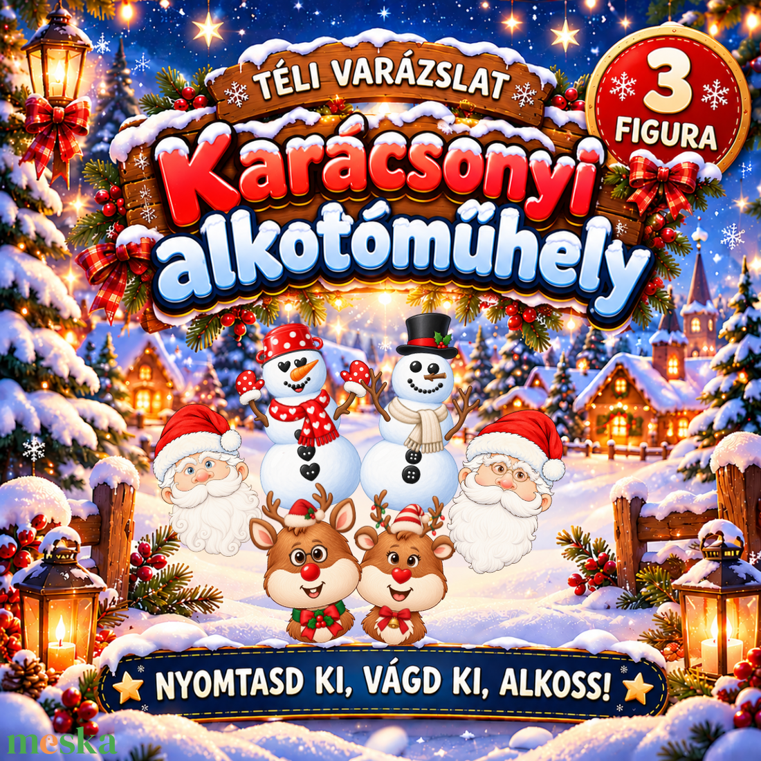 Karácsonyi alkotóműhely � 3 az 1-ben nyomtatható kreatív játék - játék & sport - készségfejlesztő és logikai játék - oktató játékok - Meska.hu