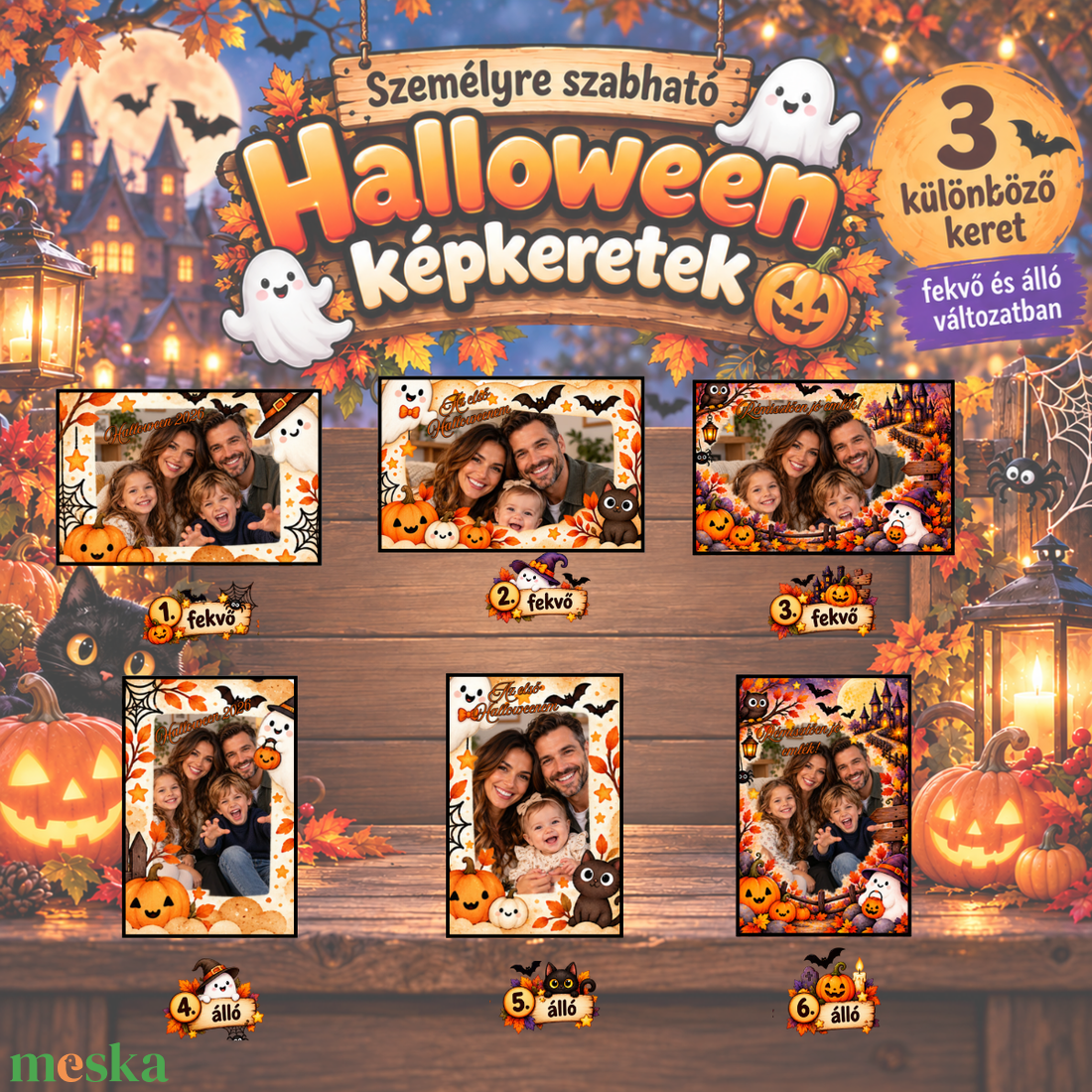 Személyre szabott Halloween képkeret � saját fotóval, 10�15 cm, nyomtatható - otthon & életmód - dekoráció - halloween - halloweeni meghívó, képeslap, ajándékkísérő - Meska.hu