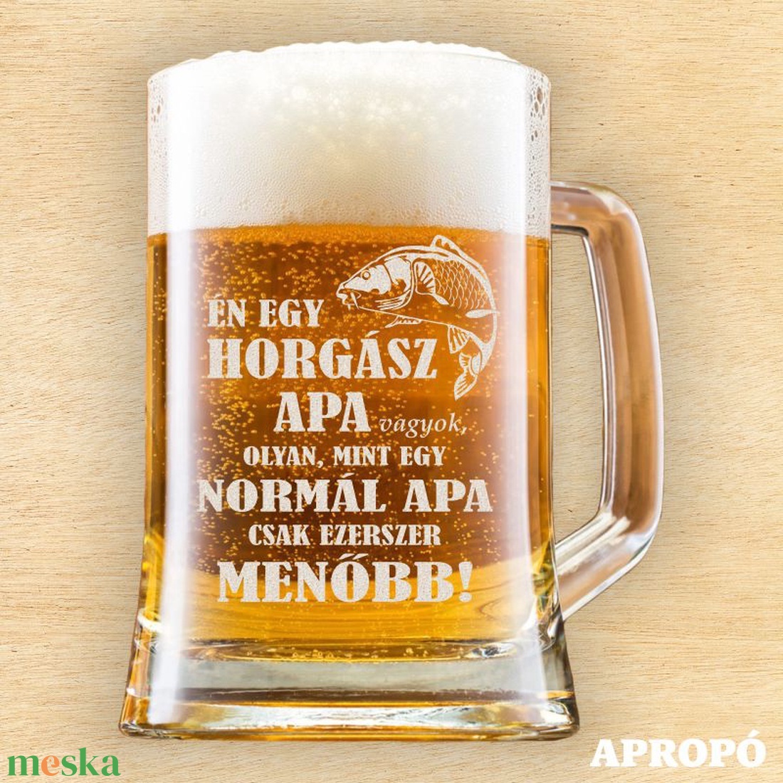 söröskorsó apának gravírozva Én egy horgász apa vagyok, olyan, mint egy normál apa, csak ezerszer menőbb ! - otthon & életmód - konyhafelszerelés, tálalás - tálalás - sörös pohár és korsó - Meska.hu