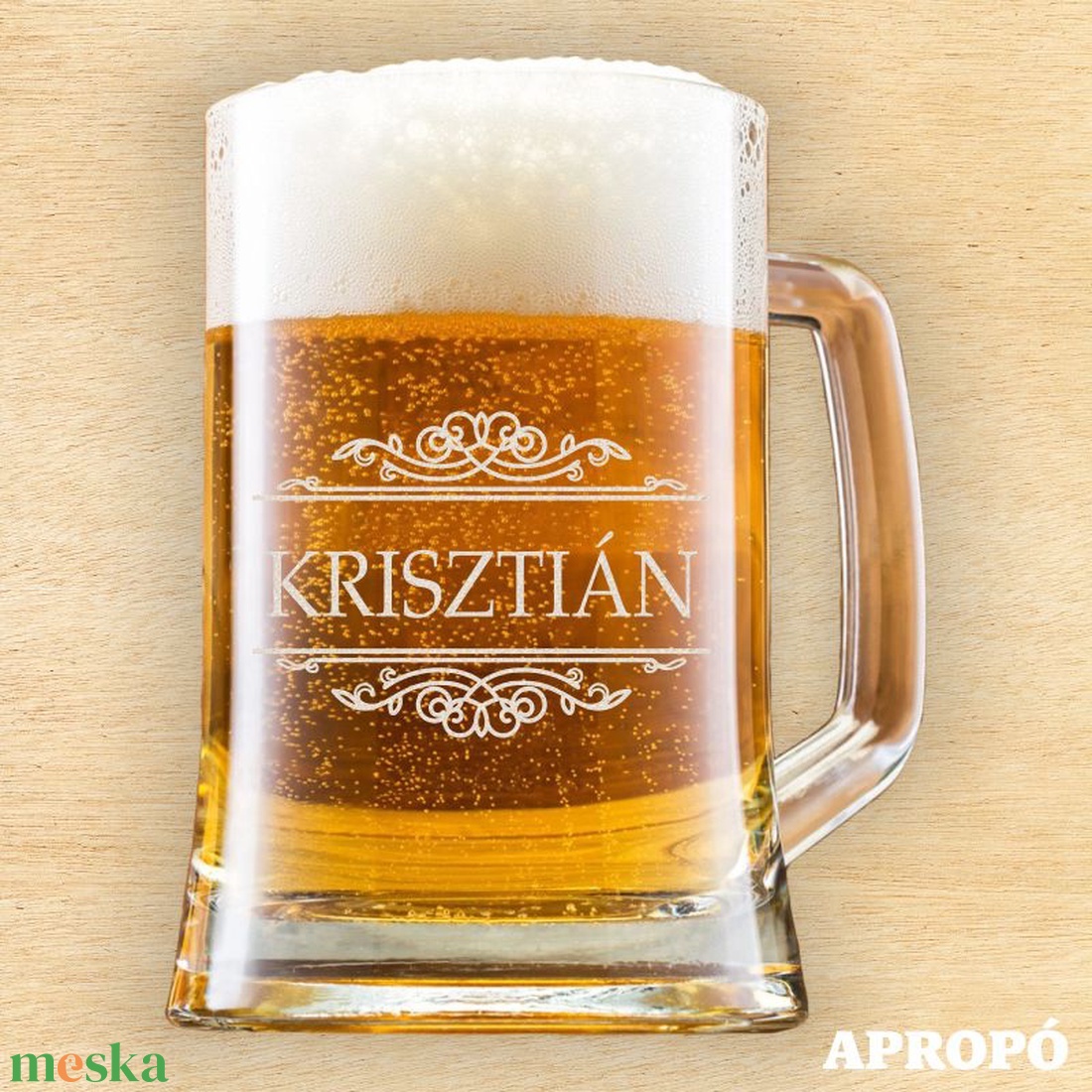 Krisztián napi korsó ajándék gravírozott söröskorsó Krisztiánnak névnapra szülinapra gravírozva akciós termékkép 1