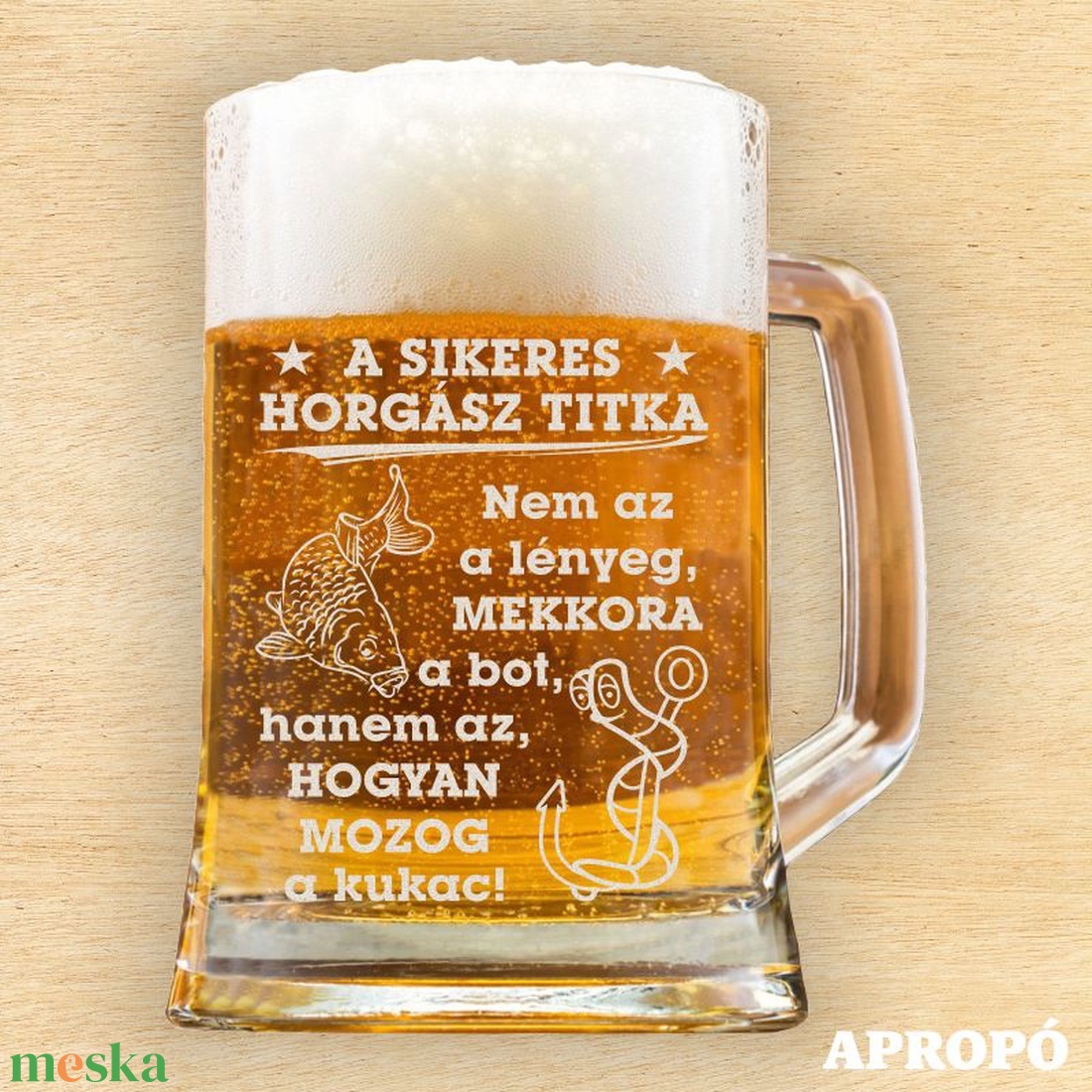 sikeres horgászos korsó mekkora a bot és hogyan mozog a kukac felirattal gravírozva akciós termékkép 1