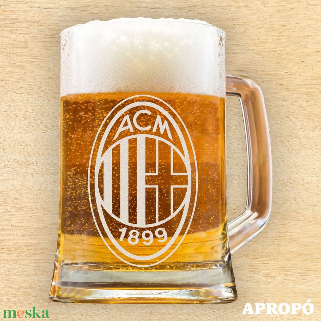 AC Milan Forza Milan söröskorsó gravírozott korsó - otthon & életmód - konyhafelszerelés, tálalás - tálalás - sörös pohár és korsó - Meska.hu