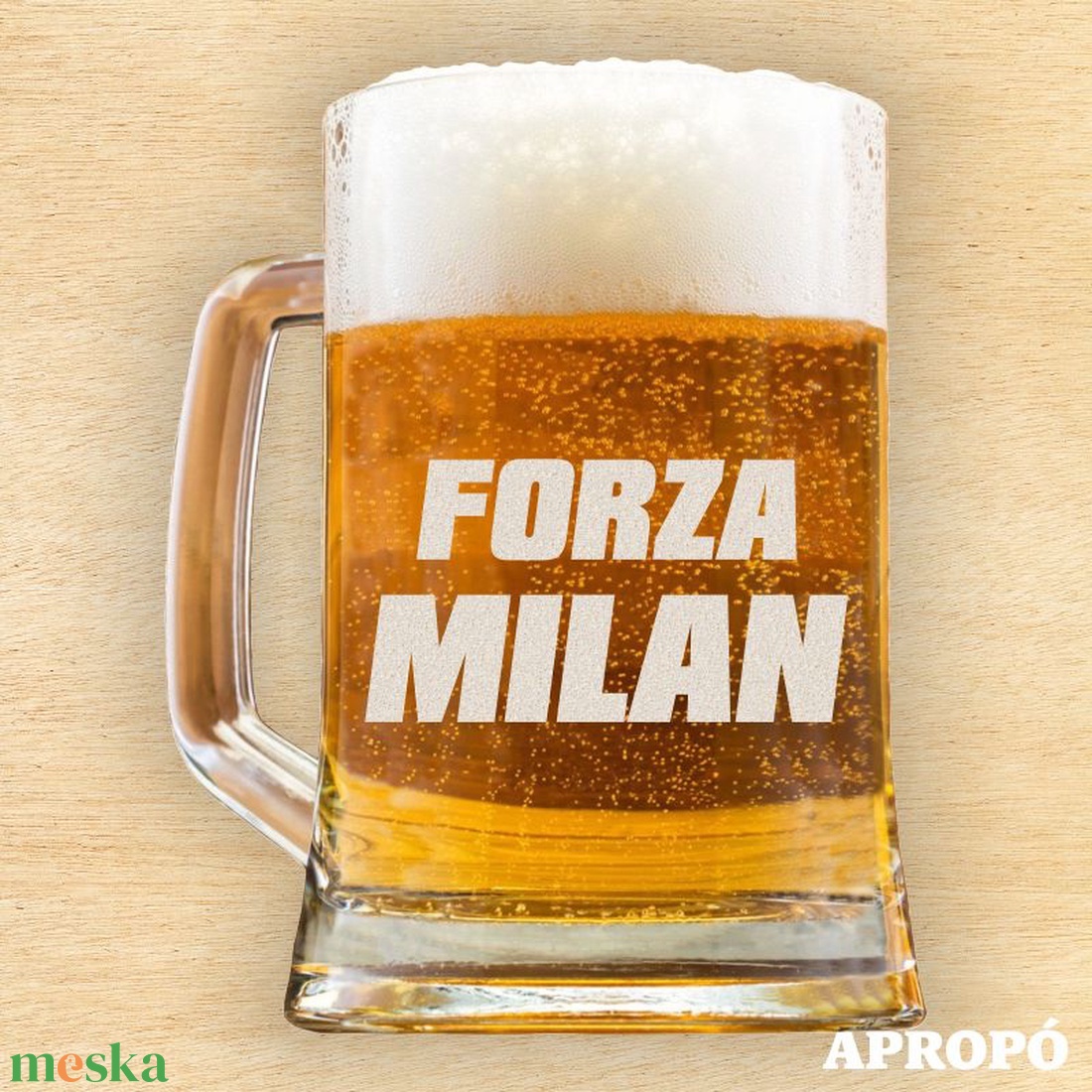 AC Milan Forza Milan söröskorsó gravírozott korsó - otthon & életmód - konyhafelszerelés, tálalás - tálalás - sörös pohár és korsó - Meska.hu