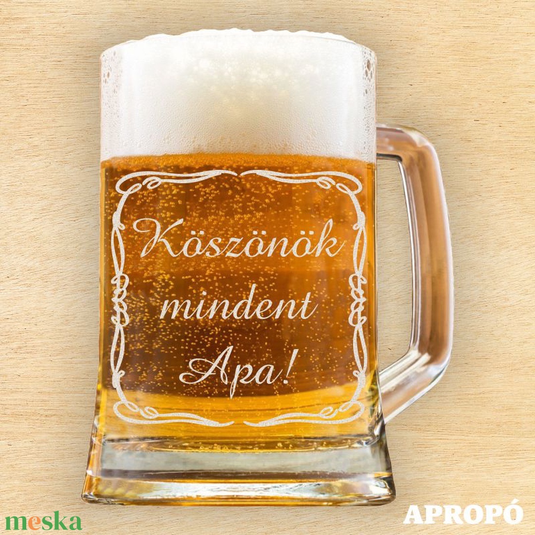 Szülőköszöntő gravírozott söröskorsó esküvőre az apukának Köszönök mindent Apa! felirattal gravírozva - otthon & életmód - konyhafelszerelés, tálalás - tálalás - sörös pohár és korsó - Meska.hu