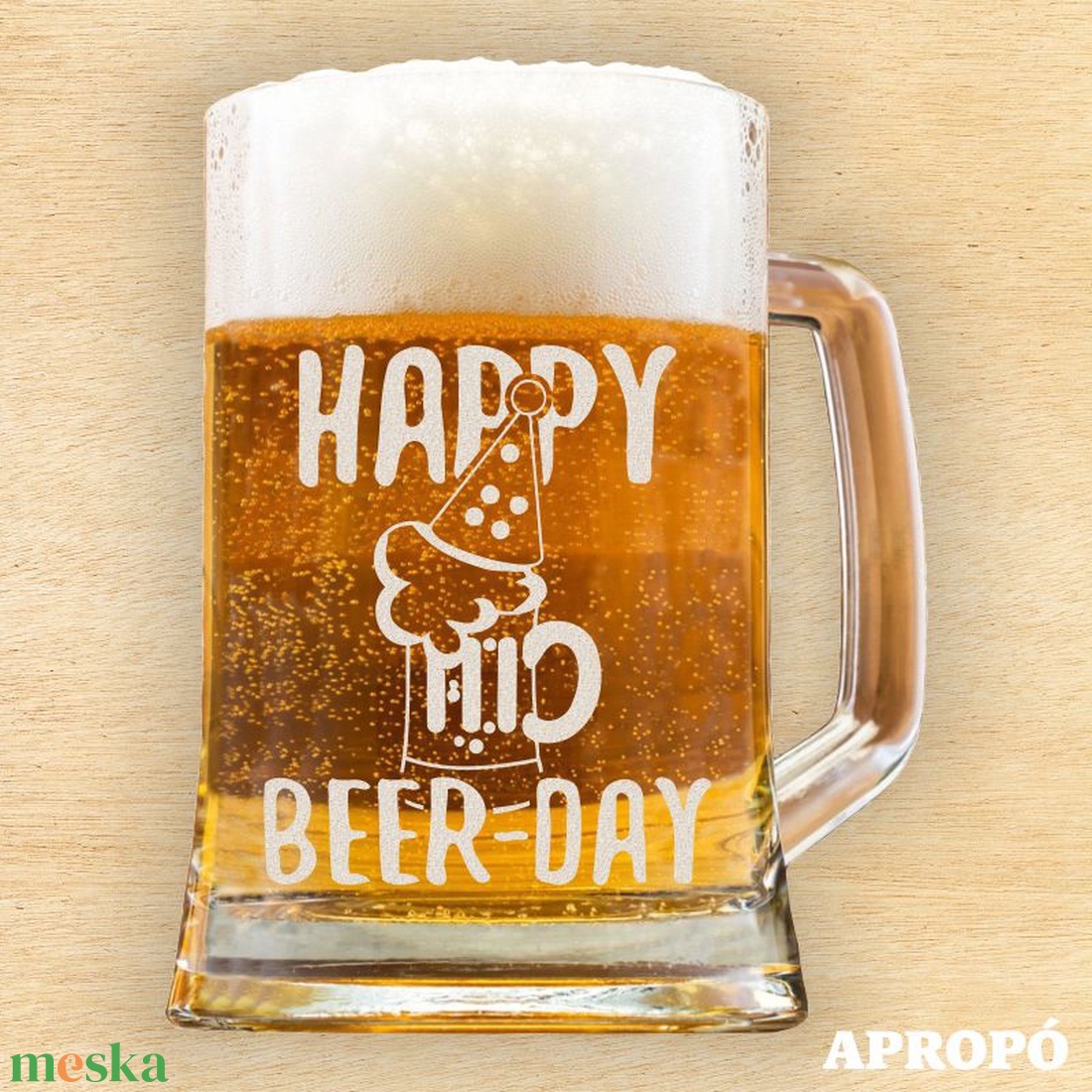 HAPPY BEER-DAY korsó. Boldog szülinapot szülinapi korsó gravírozva remek ajándék születésnapra. Happy birthday! - otthon & életmód - konyhafelszerelés, tálalás - tálalás - sörös pohár és korsó - Meska.hu