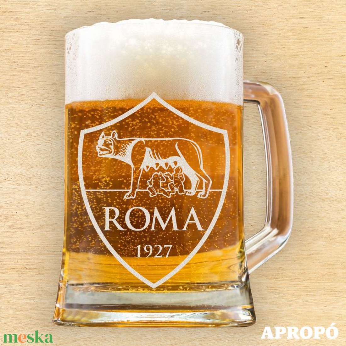 AS Roma söröskorsó gravírozott korsó - otthon & életmód - konyhafelszerelés, tálalás - tálalás - sörös pohár és korsó - Meska.hu