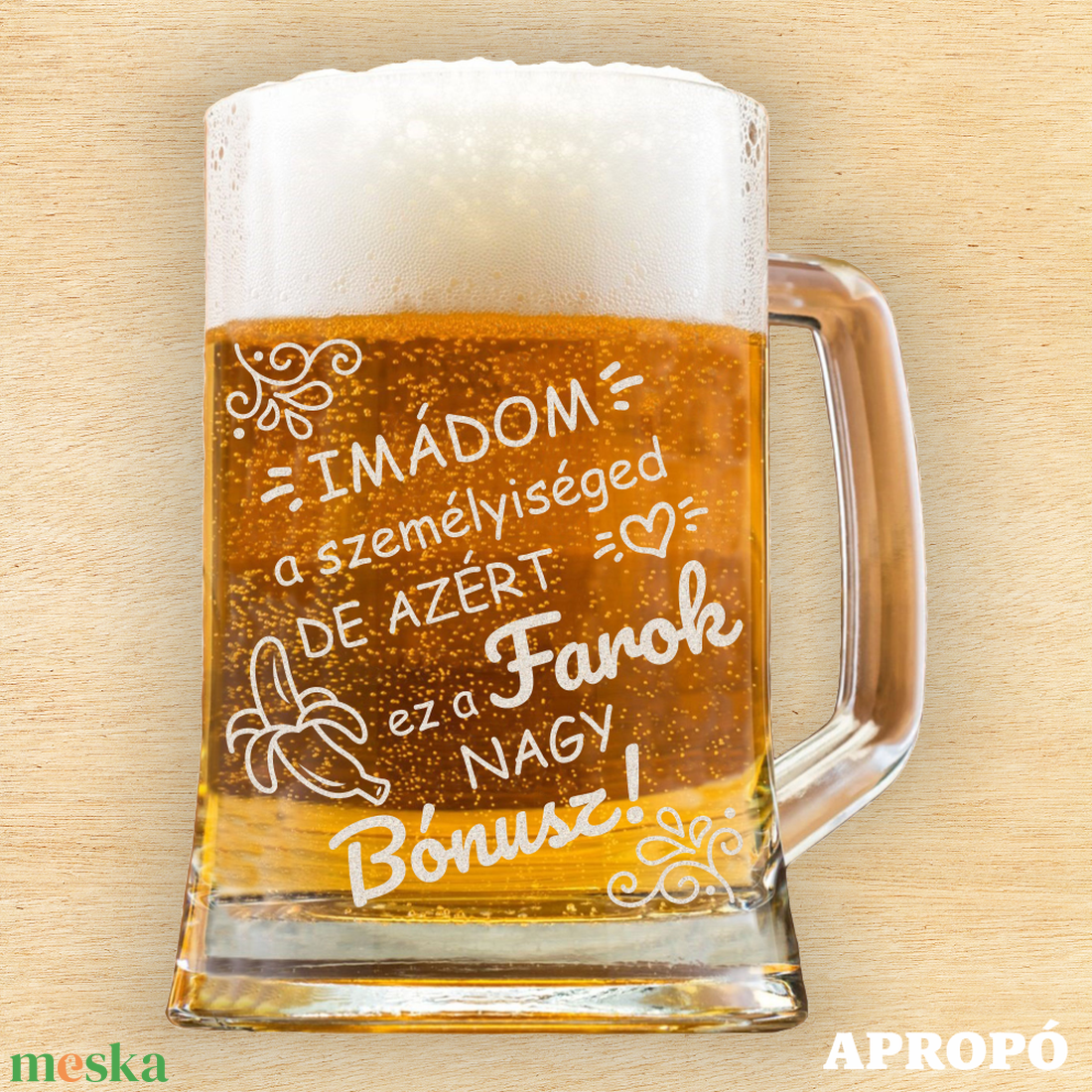 Imádom a személyiséged de azért ez a farok nagy bónusz gravírozott korsó söröskorsó gravírozva - otthon & életmód - konyhafelszerelés, tálalás - tálalás - sörös pohár és korsó - Meska.hu