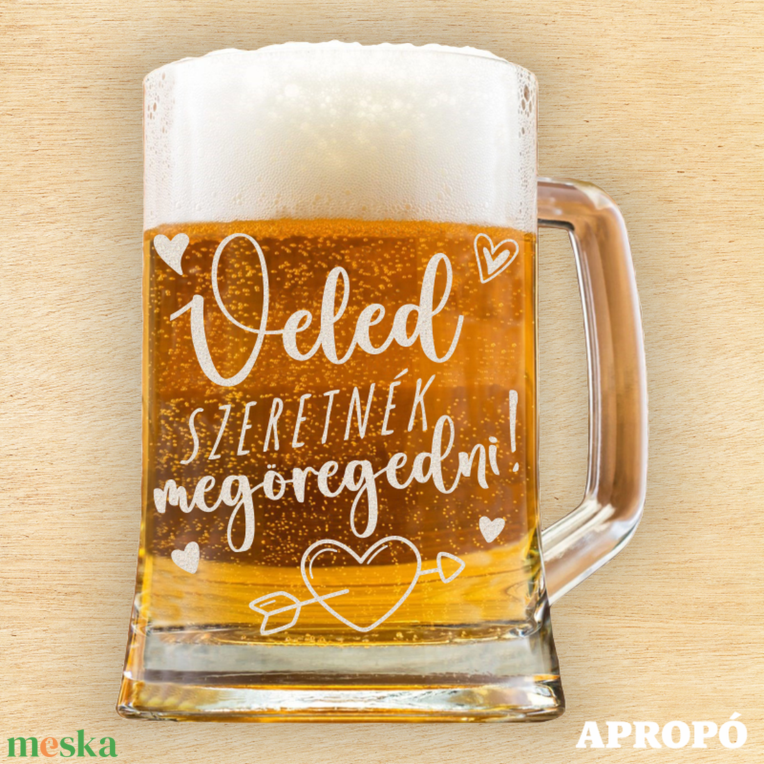 Veled szeretnék megöregedni! gravírozott korsó söröskorsó gravírozva szerelmednek párodnak - otthon & életmód - konyhafelszerelés, tálalás - tálalás - sörös pohár és korsó - Meska.hu