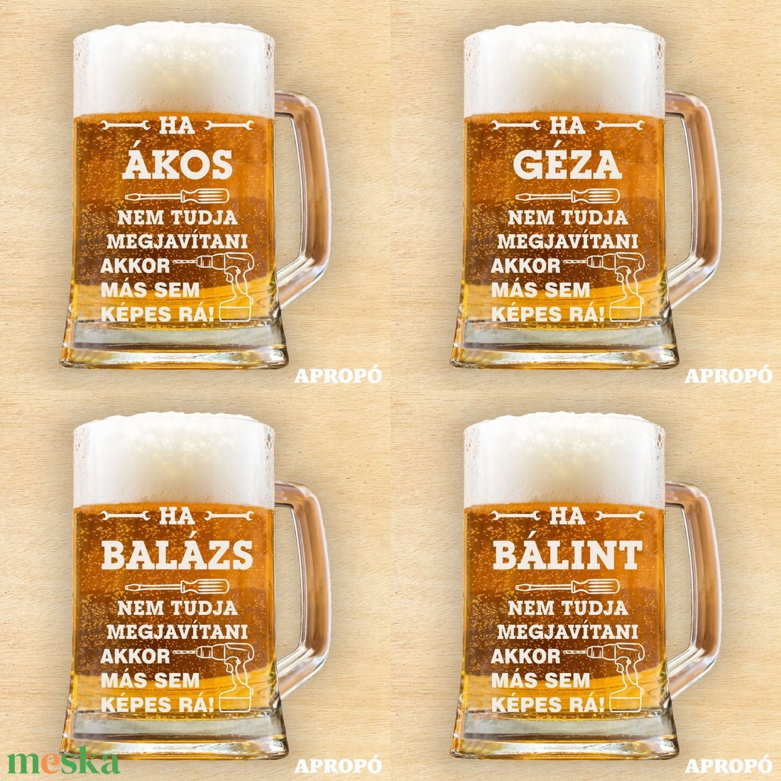 Korsó gravírozva választható névvel Ha ÁKOS GÉZA BALÁZS BÁLINT nem tudja megjavítani akkor más sem képes rá! söröskorsó - otthon & életmód - konyhafelszerelés, tálalás - tálalás - sörös pohár és korsó - Meska.hu
