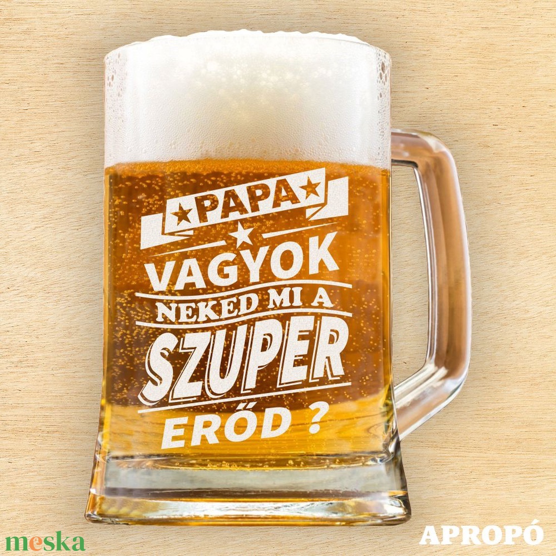 Papa vagyok neked mi a szuper erőd? korsó söröskorsó gravírozva papának - otthon & életmód - konyhafelszerelés, tálalás - tálalás - sörös pohár és korsó - Meska.hu