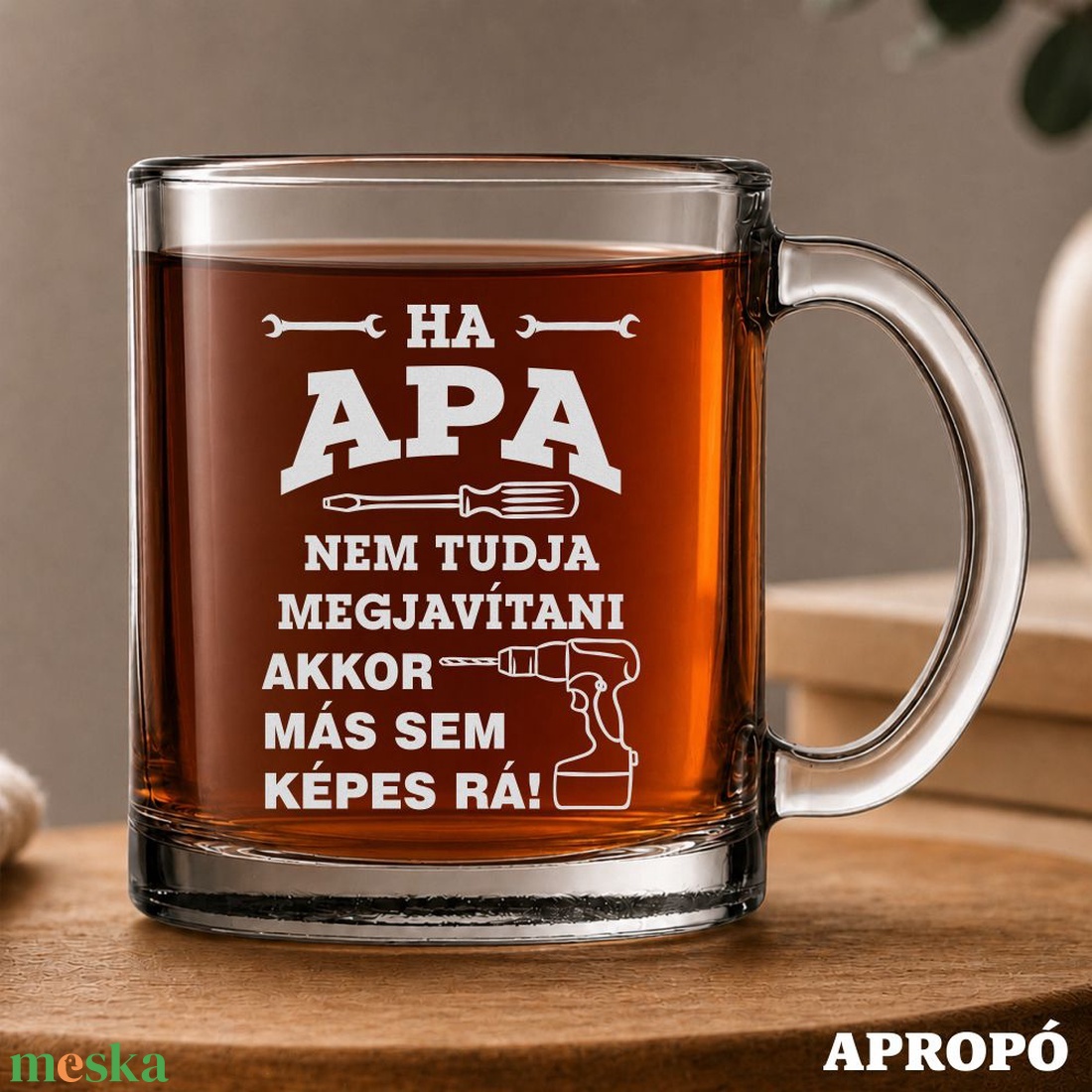 hőálló bögre apának gravírozva Ha apa nem tudja megjavítani akkor más sem képes rá! felirattal - otthon & életmód - konyhafelszerelés, tálalás - tálalás - bögre & csésze - Meska.hu