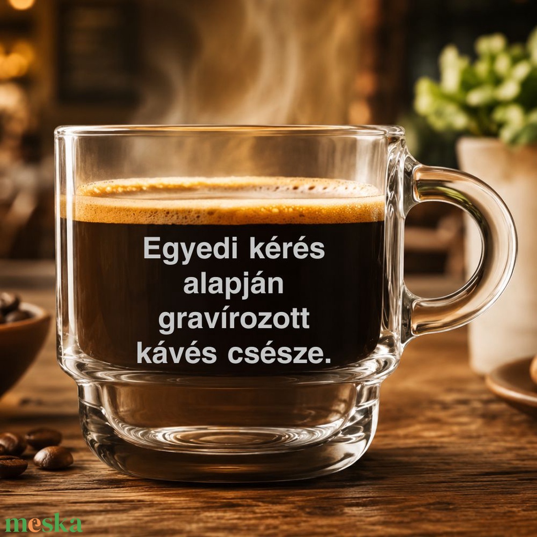 megrendelő által kért egyedi szöveggel, grafikával gravírozott hőálló kávéscsésze, látványterv készítéssel - otthon & életmód - konyhafelszerelés, tálalás - tálalás - bögre & csésze - Meska.hu
