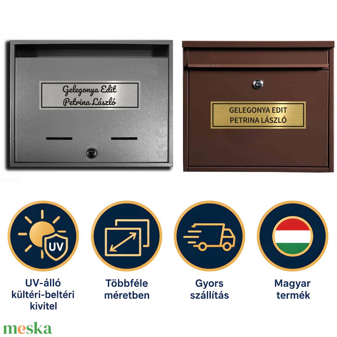 Gravírozott névtábla ajtóra, postaládára - Egyedi ajtótábla kültérre és beltérre (ajándék kétoldalú ragasztóval) - otthon & életmód - ház & kert - névtábla - Meska.hu