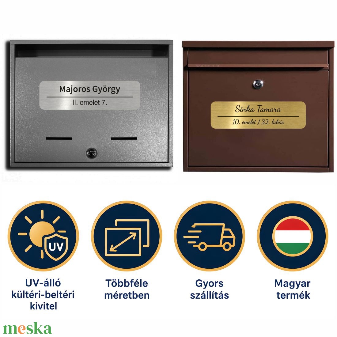 Gravírozott névtábla ajtóra, postaládára - Egyedi ajtótábla kültérre és beltérre (ajándék kétoldalú ragasztóval) - otthon & életmód - ház & kert - névtábla - Meska.hu