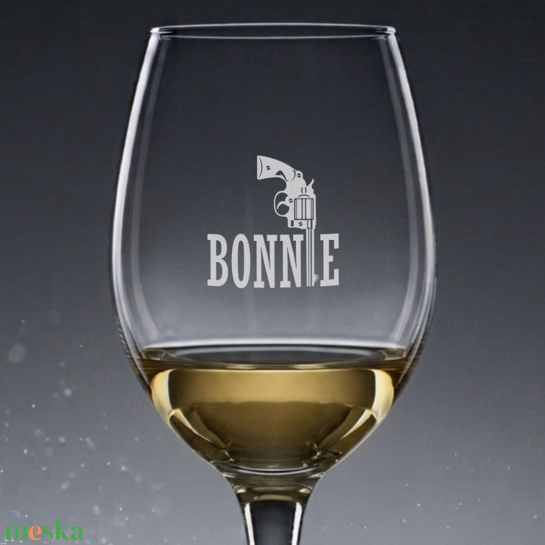 Bonnie és Clyde páros borospohár készlet mosogatógépben mosható tartós gravírozással 3dl 300ml - otthon & életmód - konyhafelszerelés, tálalás - tálalás - boros poharak, szettek - Meska.hu