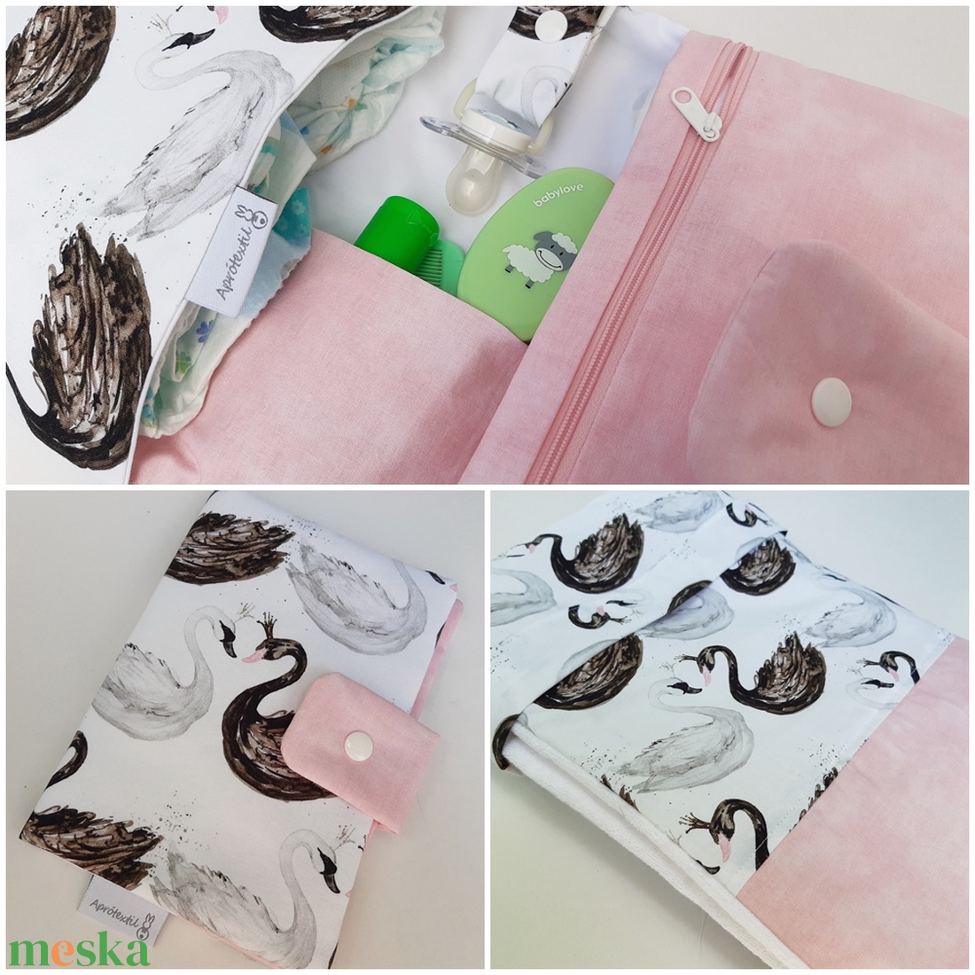 Hattyús, vízhatlan pelenkázó alátét patentos megkötővel - otthon & életmód - lakástextil - ágytakaró - Meska.hu