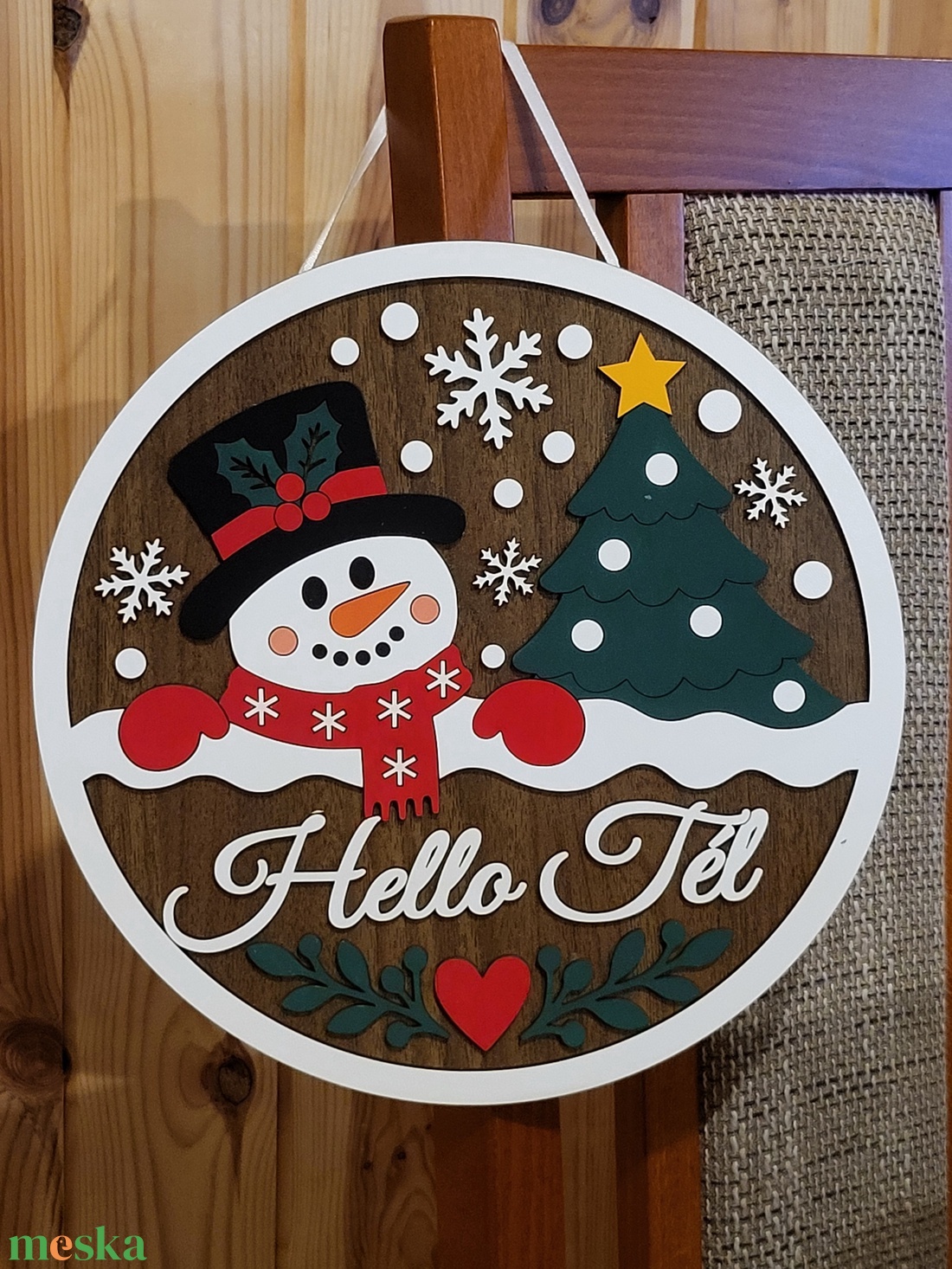 Hello Tél - Ajtódísz - karácsony - karácsonyi lakásdekoráció - karácsonyi lakásdíszek - Meska.hu