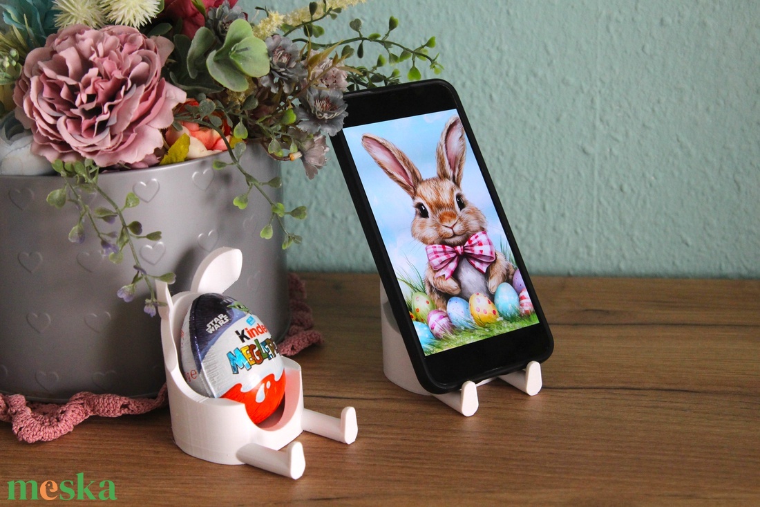 Húsvéti nyuszi tojás és telefontartó - ünnepi díszek, dekorációk - húsvéti díszek és dekorációk - húsvéti tojástartó - Meska.hu