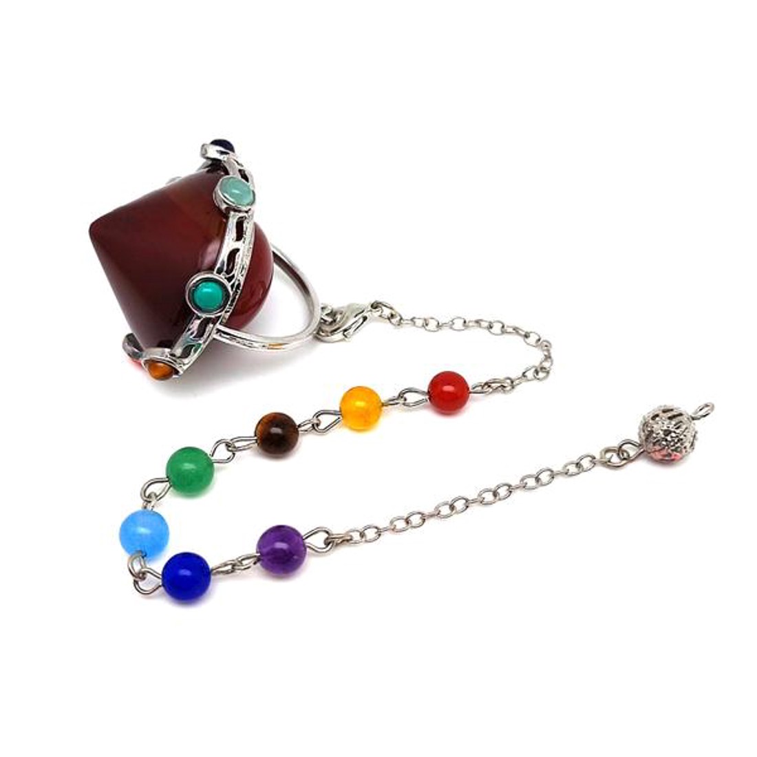 Inga kúp karneol csakra láncon 3,5x4,5cm - otthon & életmód - dekoráció - spiritualitás - inga - Meska.hu