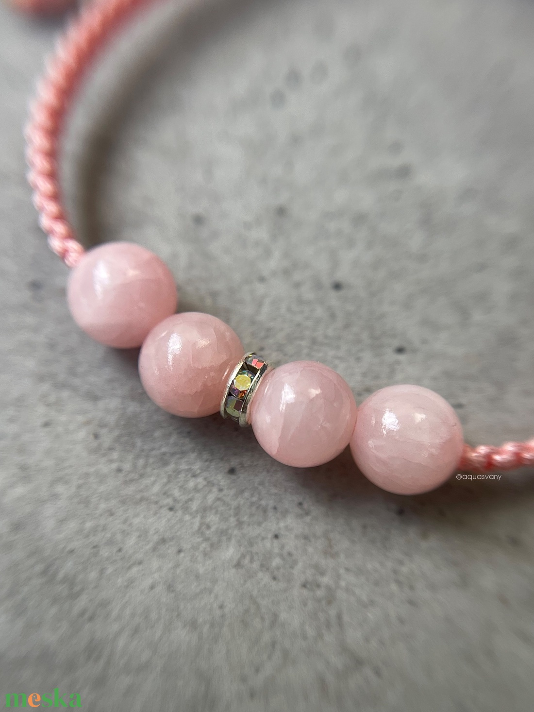 Barack jadeit makramé ásvány karkötő - ékszer - karkötő - fonott karkötő - Meska.hu