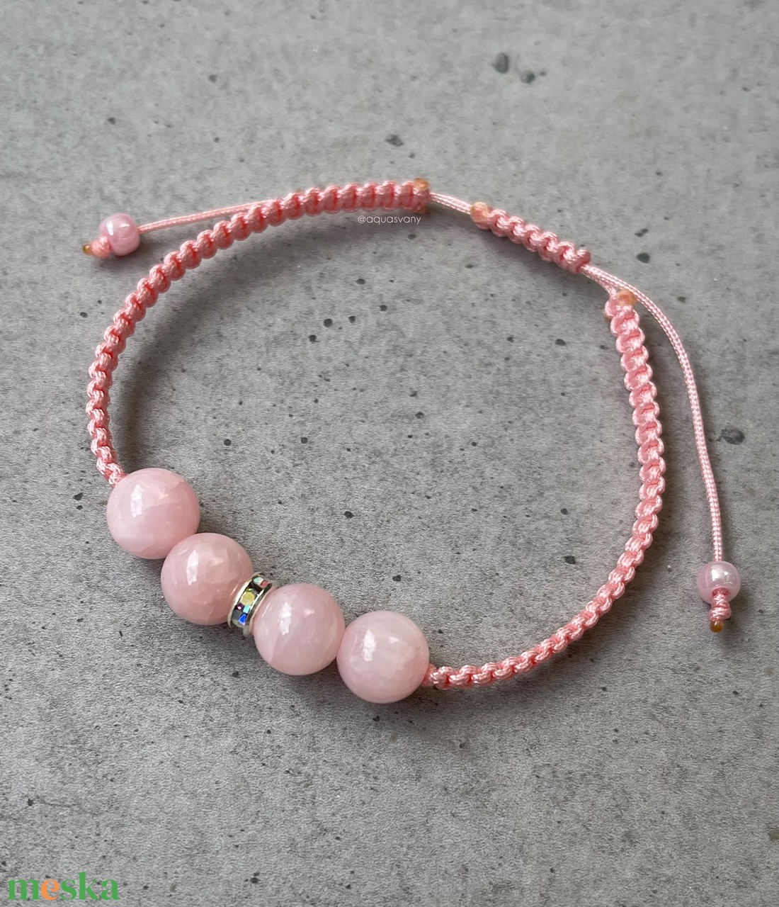 Barack jadeit makramé ásvány karkötő - ékszer - karkötő - fonott karkötő - Meska.hu