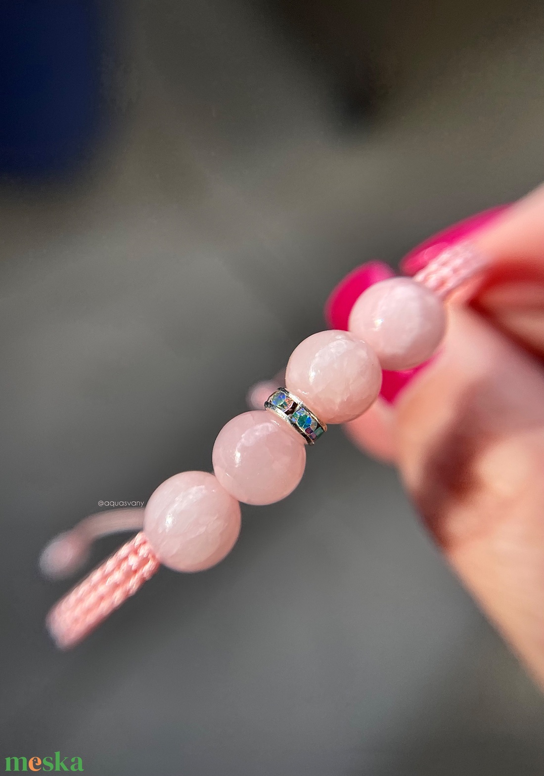 Barack jadeit makramé ásvány karkötő - ékszer - karkötő - fonott karkötő - Meska.hu