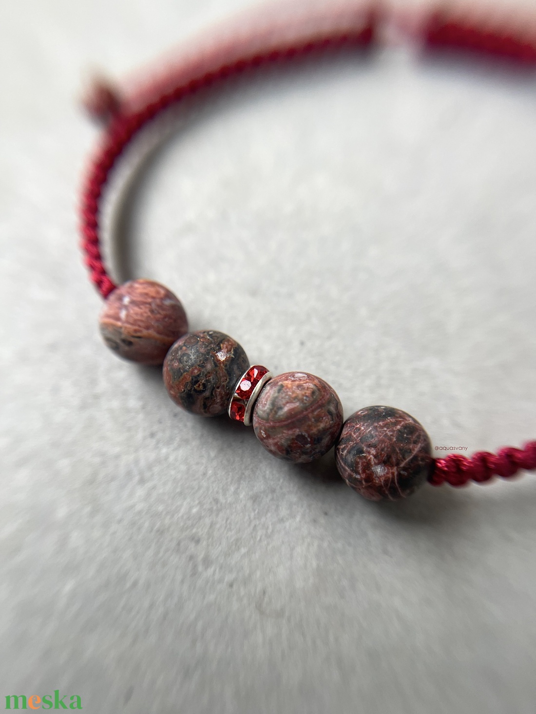 Matt leopárd jáspis makramé ásvány karkötő - ékszer - karkötő - fonott karkötő - Meska.hu