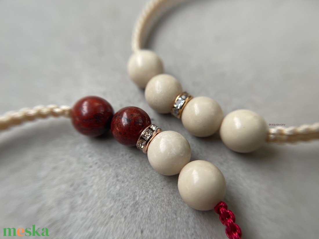 Márvány makramé ásvány karkötő - ékszer - karkötő - fonott karkötő - Meska.hu