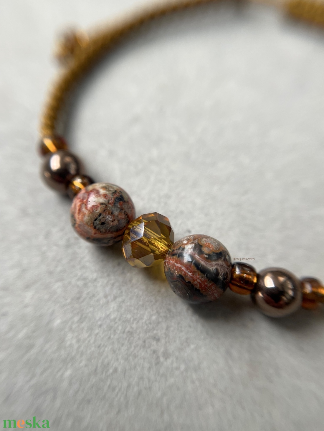 Leopárd jáspis és hematit makramé karkötő - ékszer - karkötő - fonott karkötő - Meska.hu