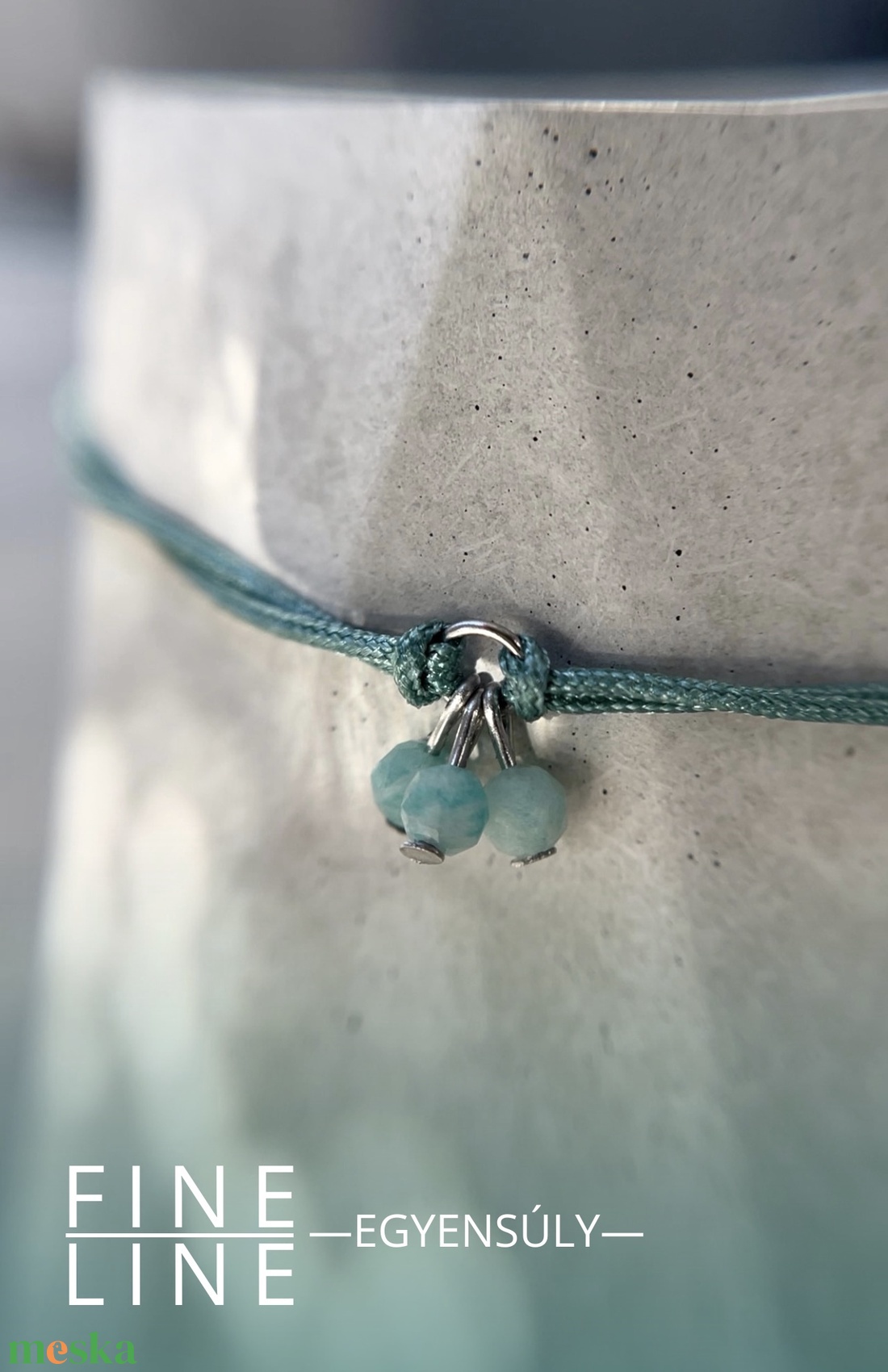 FINE LINE - egyensúly - minimalista amazonit karkötő - ékszer - karkötő - fonott karkötő - Meska.hu