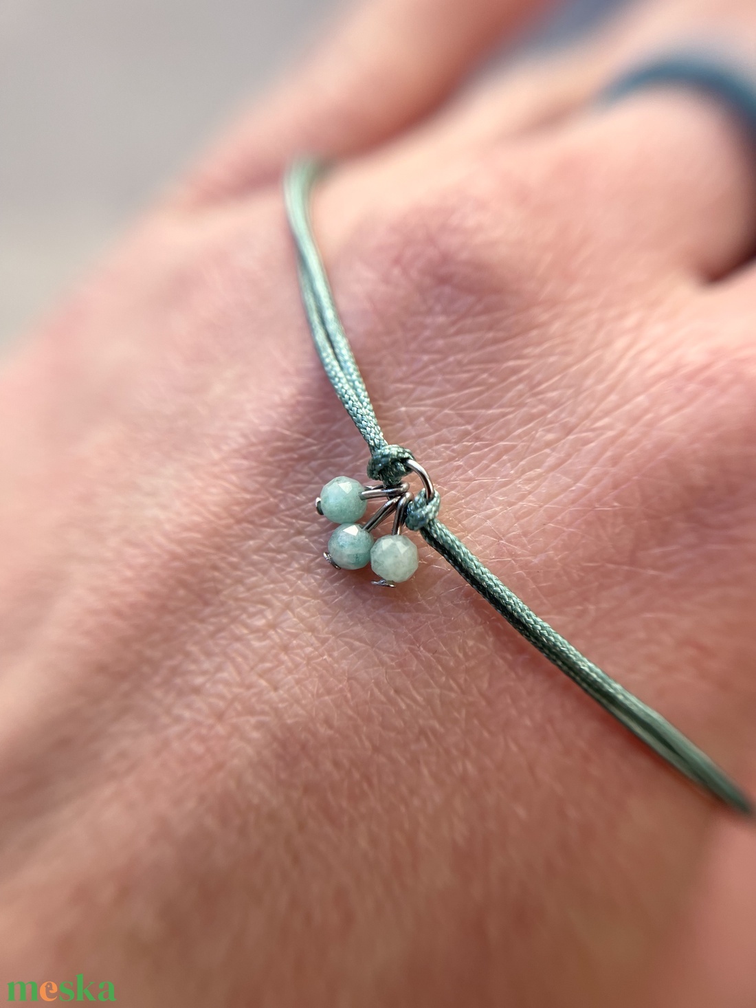 FINE LINE - egyensúly - minimalista amazonit karkötő - ékszer - karkötő - fonott karkötő - Meska.hu