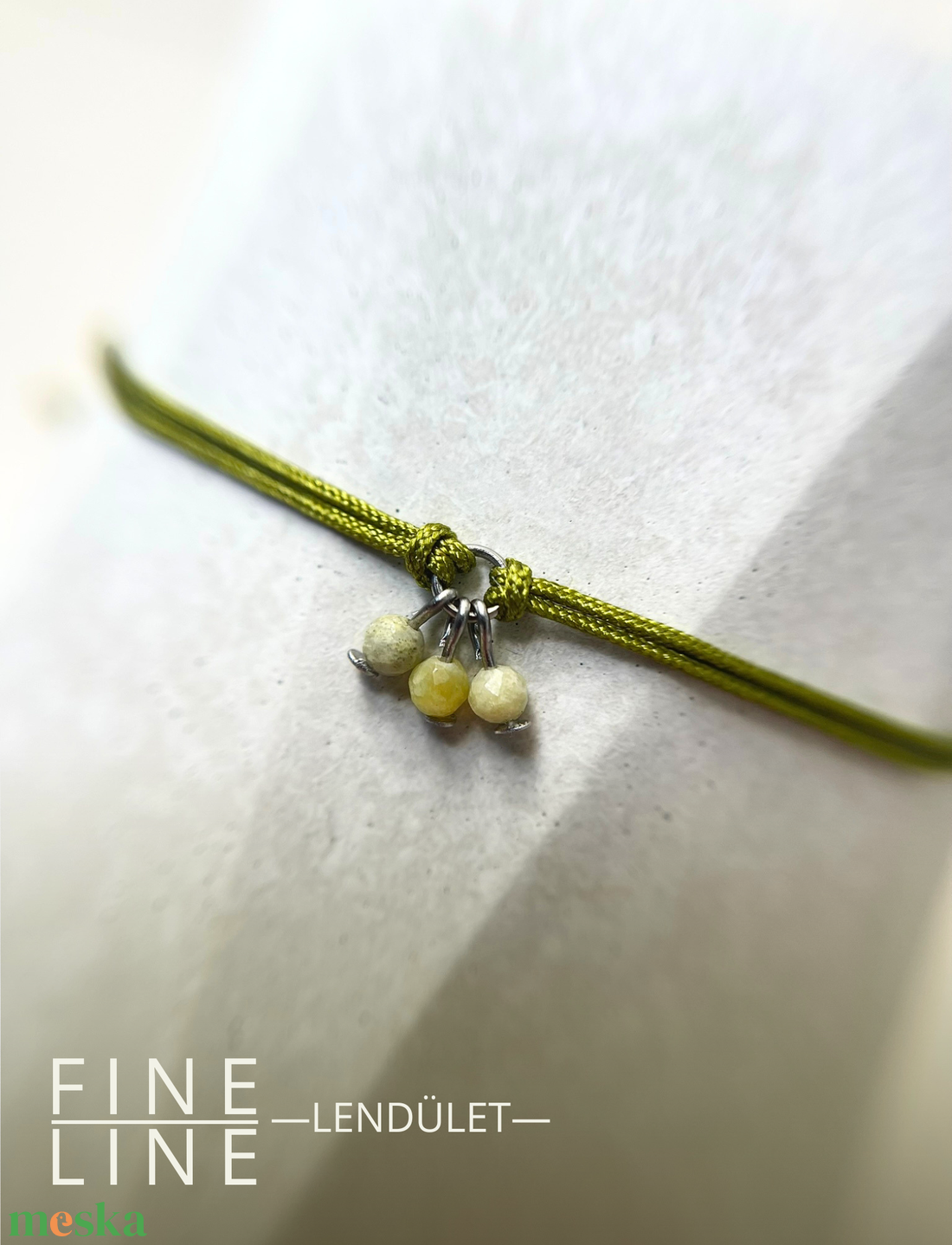FINE LINE - lendület - minimalista sárga szerpentin karkötő - ékszer - karkötő - fonott karkötő - Meska.hu