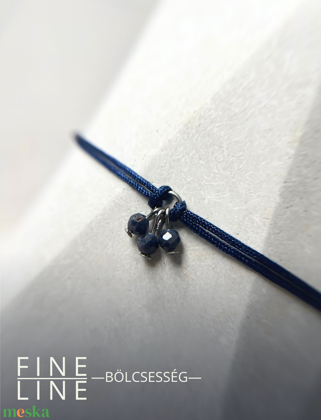 FINE LINE - bölcsesség - minimalista zafír karkötő - ékszer - karkötő - fonott karkötő - Meska.hu