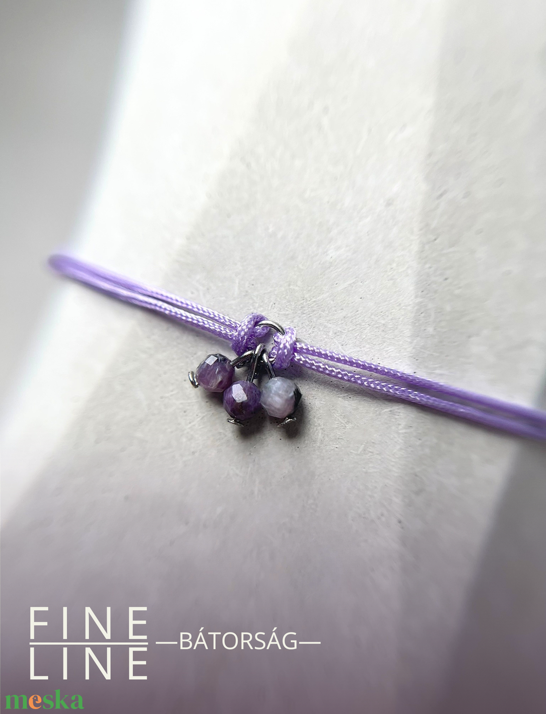 FINE LINE - bátorság - minimalista csaroit karkötő  - ékszer - karkötő - fonott karkötő - Meska.hu