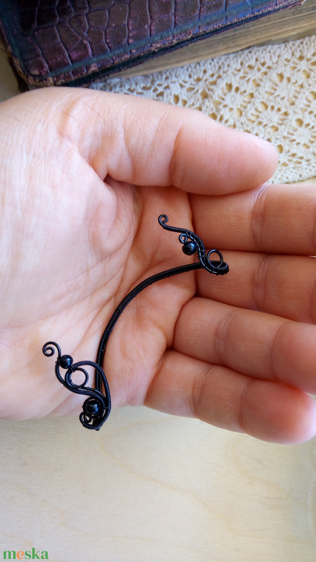 Fekete és ónix fülékszer - ékszer - fülbevaló - fülékszer - Meska.hu