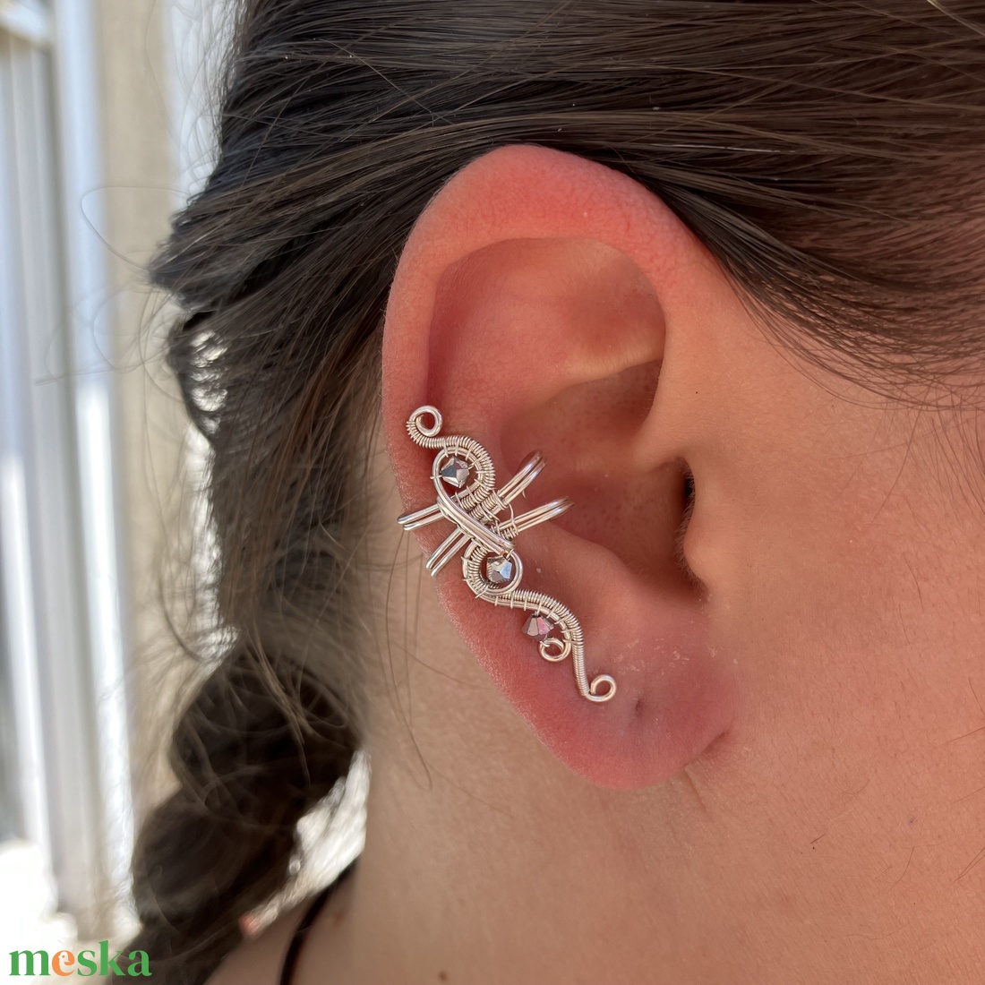 Ezüst bevonatos fülgyűrű - ékszer - fülbevaló - fülgyűrű - Meska.hu