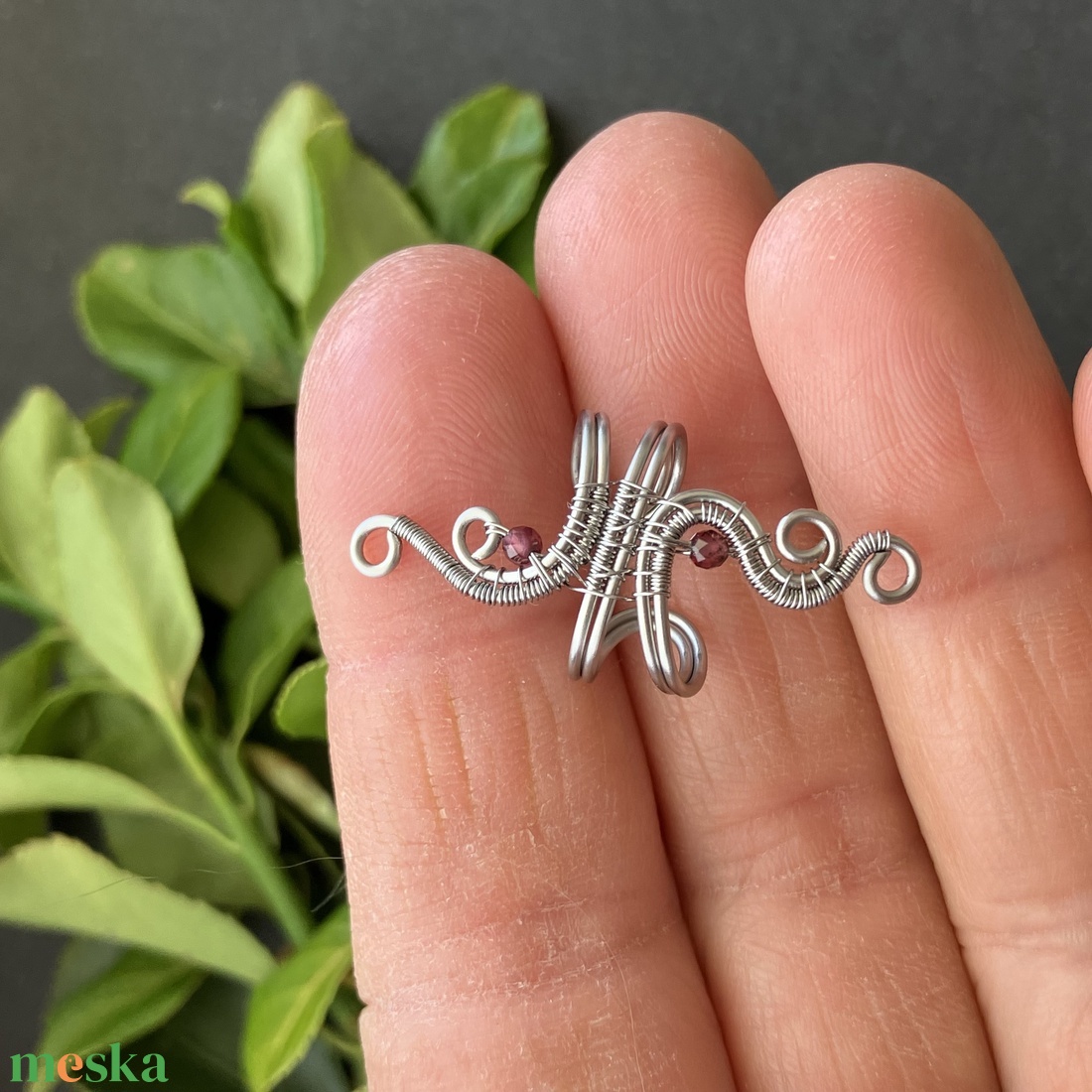 Nemesacél gránát fülgyűrű - ékszer - fülbevaló - fülgyűrű - Meska.hu