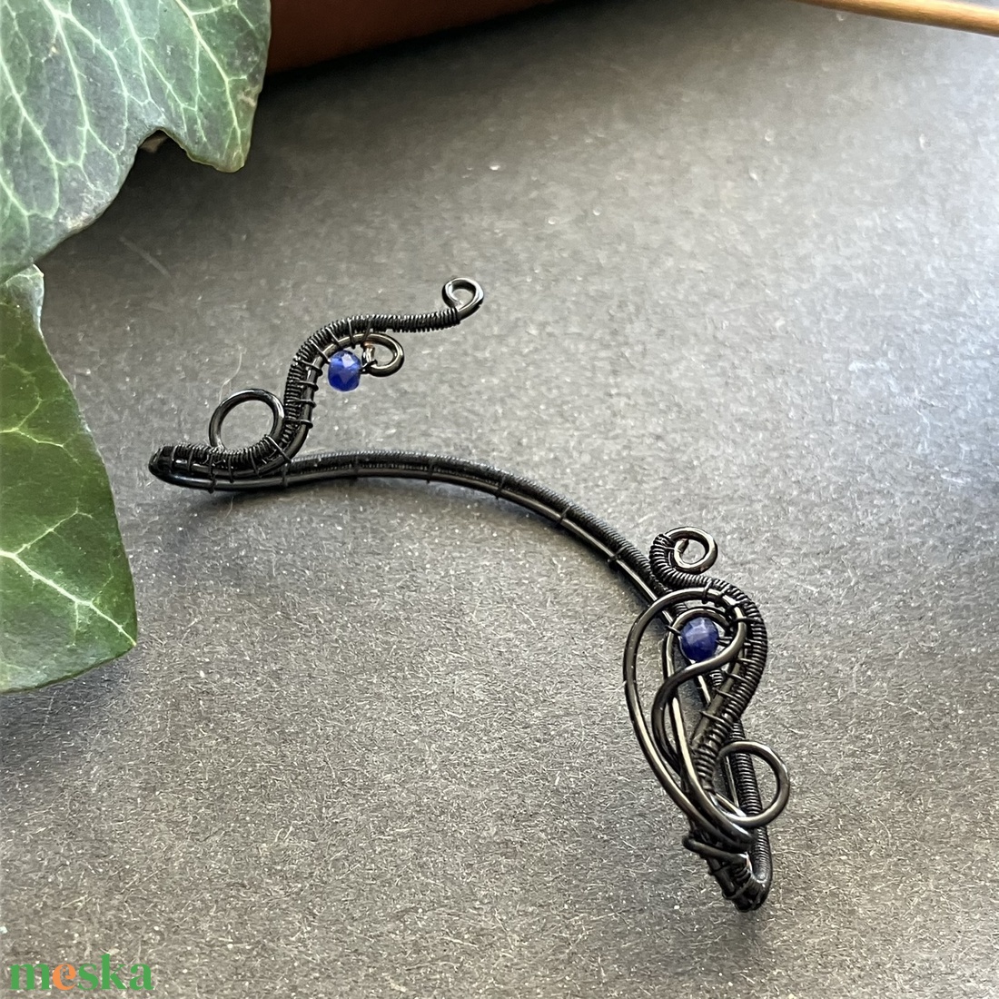 Fekete és szodalit fülékszer - ékszer - fülbevaló - fülékszer - Meska.hu