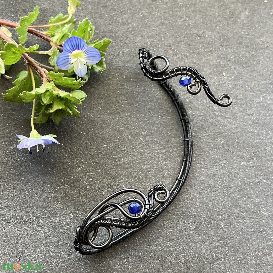 Fekete és szodalit fülékszer - ékszer - fülbevaló - fülékszer - Meska.hu