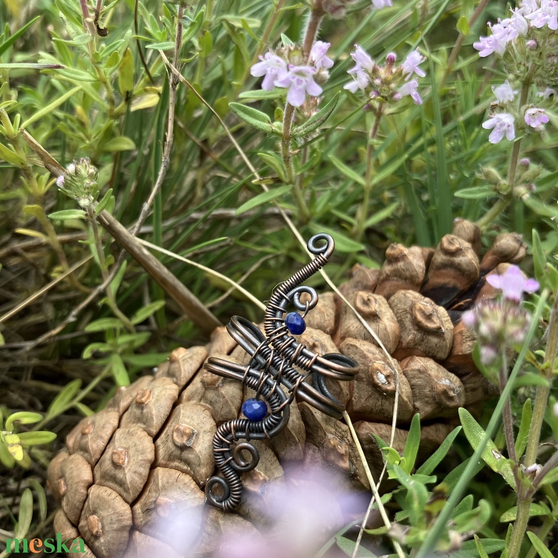 Vörösréz szodalit fülgyűrű - ékszer - fülbevaló - fülgyűrű - Meska.hu