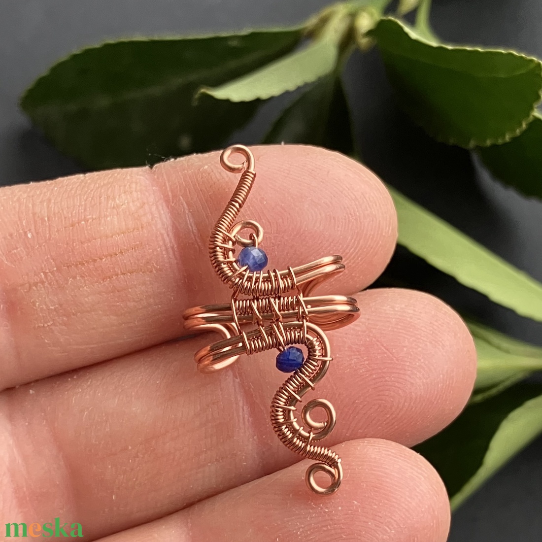 Vörösréz szodalit fülgyűrű - ékszer - fülbevaló - fülgyűrű - Meska.hu