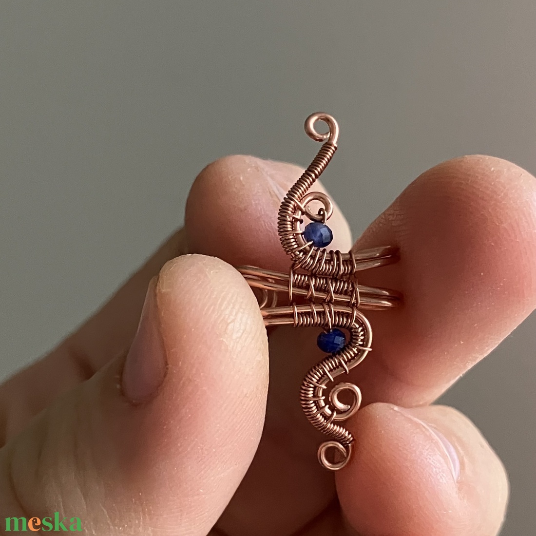 Vörösréz szodalit fülgyűrű - ékszer - fülbevaló - fülgyűrű - Meska.hu