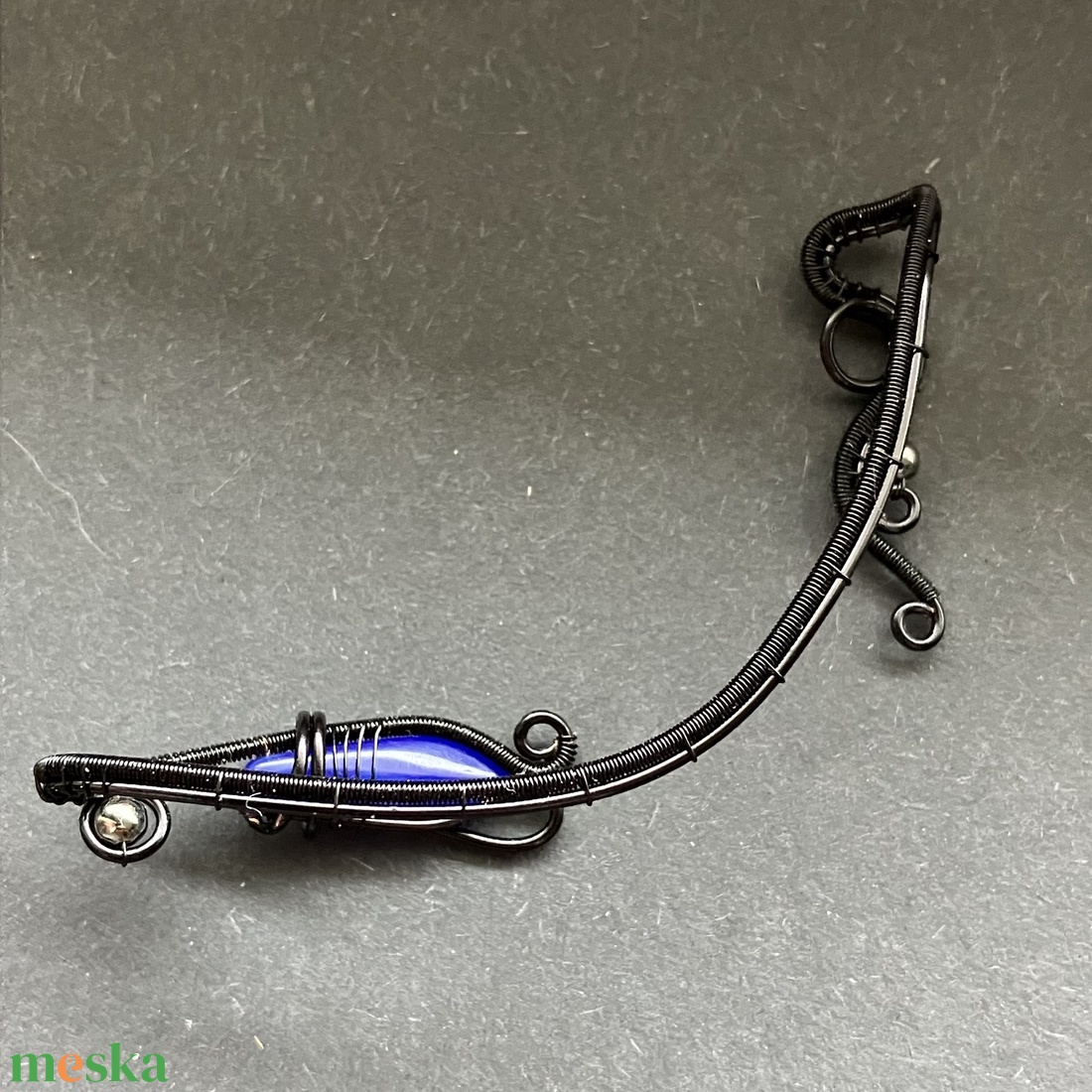 Fekete és kék fülékszer - ékszer - fülbevaló - fülékszer - Meska.hu