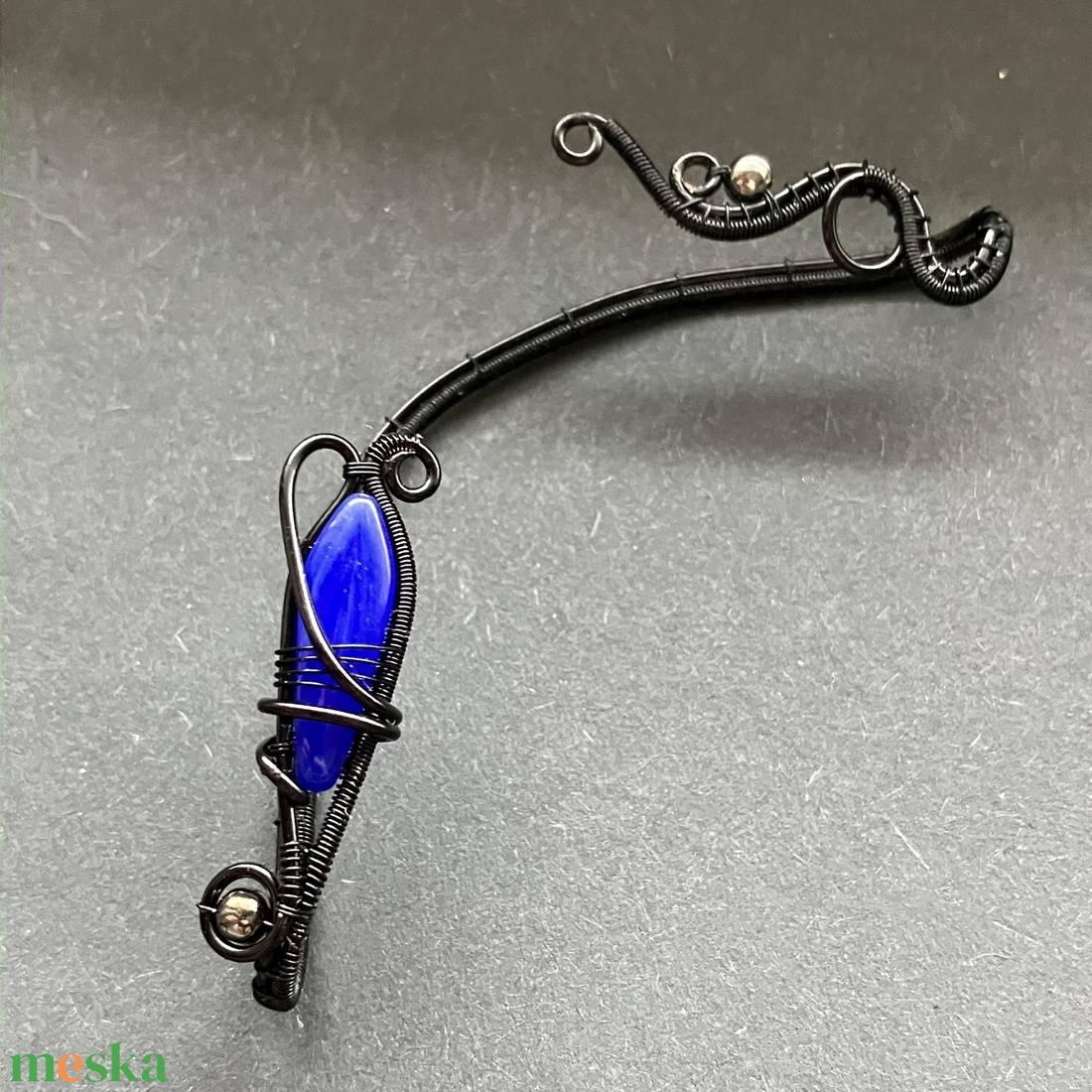 Fekete és kék fülékszer - ékszer - fülbevaló - fülékszer - Meska.hu