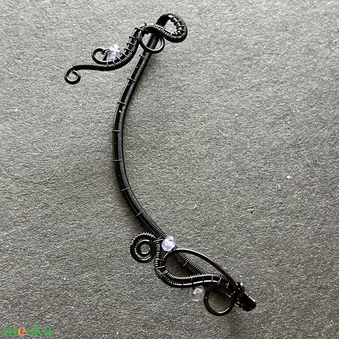 Fekete fülékszer iolittal - ékszer - fülbevaló - fülékszer - Meska.hu