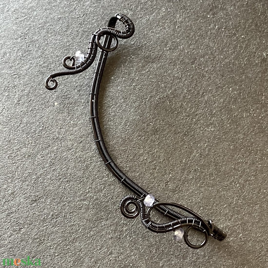 Fekete fülékszer iolittal - ékszer - fülbevaló - fülékszer - Meska.hu