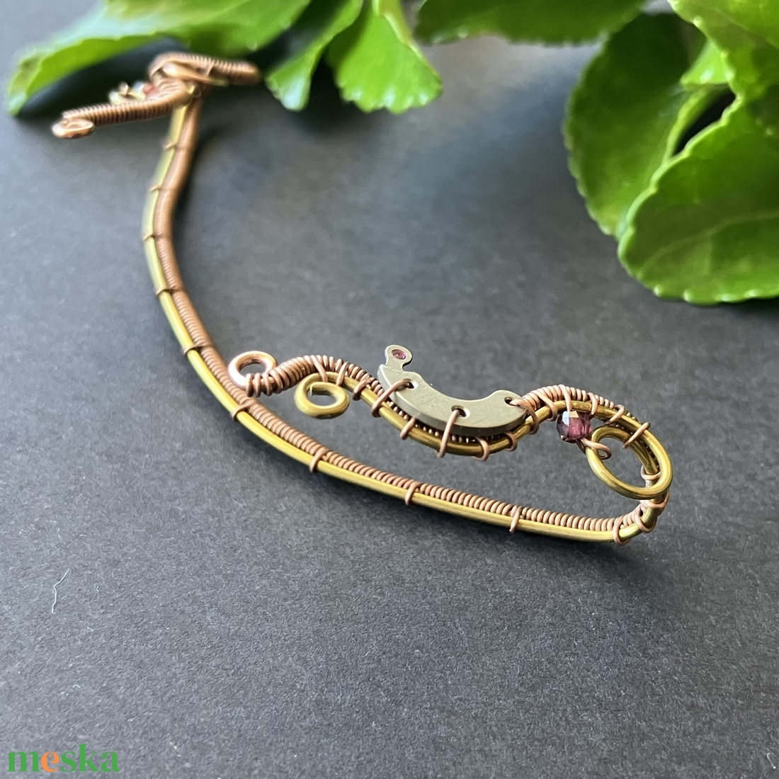 Sárgaréz és vörösréz steampunk fülékszer gránáttal - ékszer - fülbevaló - fülékszer - Meska.hu