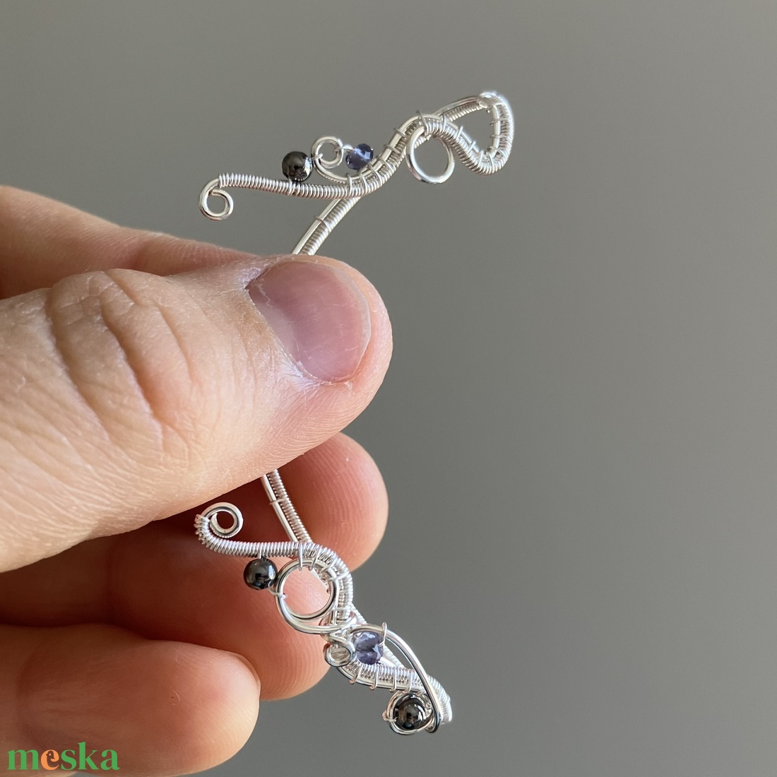 Ezüst iolit fülékszer - ékszer - fülbevaló - fülékszer - Meska.hu