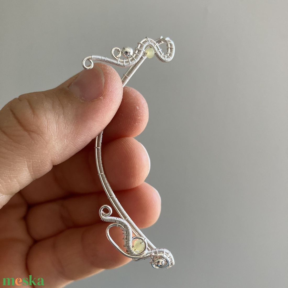 Ezüst sárga opál fülékszer - ékszer - fülbevaló - fülékszer - Meska.hu