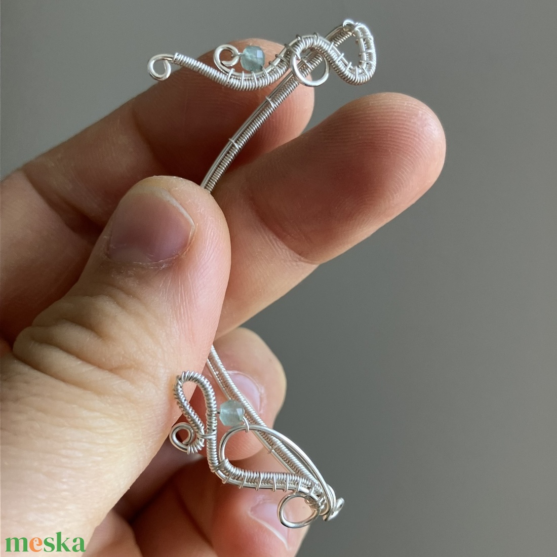 Ezüst és aventurin fülékszer - ékszer - fülbevaló - fülékszer - Meska.hu